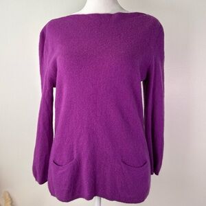 Lord & Taylor 100% Cashmere Sweater Boatneck Soft Quiet Luxury Size Large Fitted